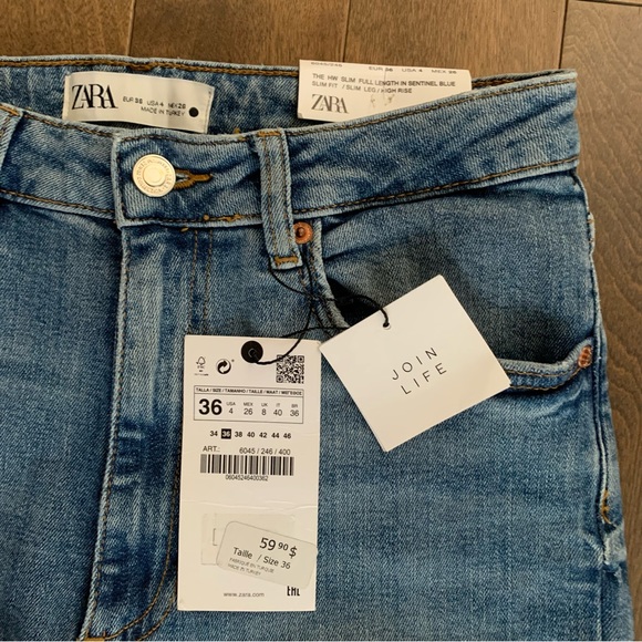 NWT- ZARA PREMIUM SLIM FULL LENGTH JEANS IN SENTINEL BLUE- SIZE 36 - Picture 5 of 7